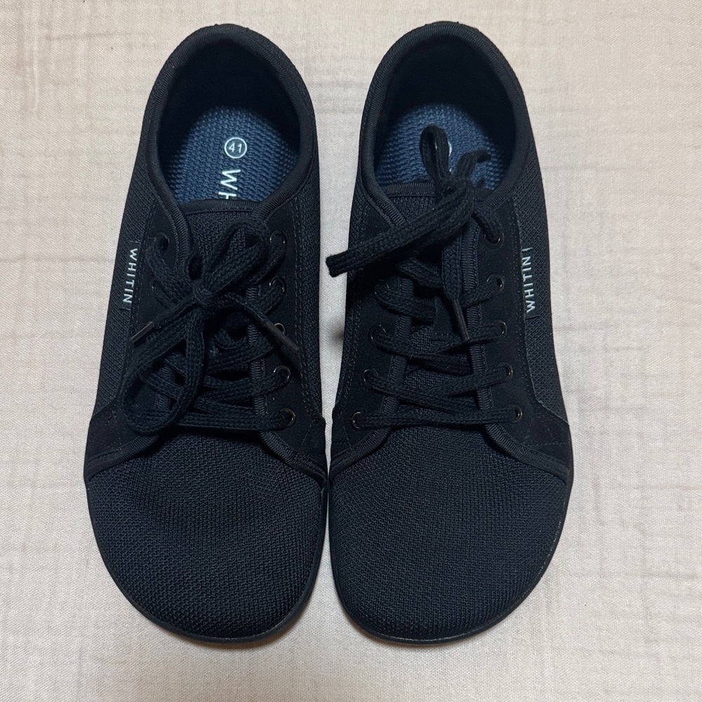 WHITIN Men's Black Knit Lace-Up Sneakers